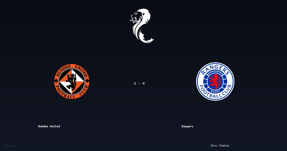 Dundee United 2-4 Rangers - Full match report & stats | Scottish Premi...
