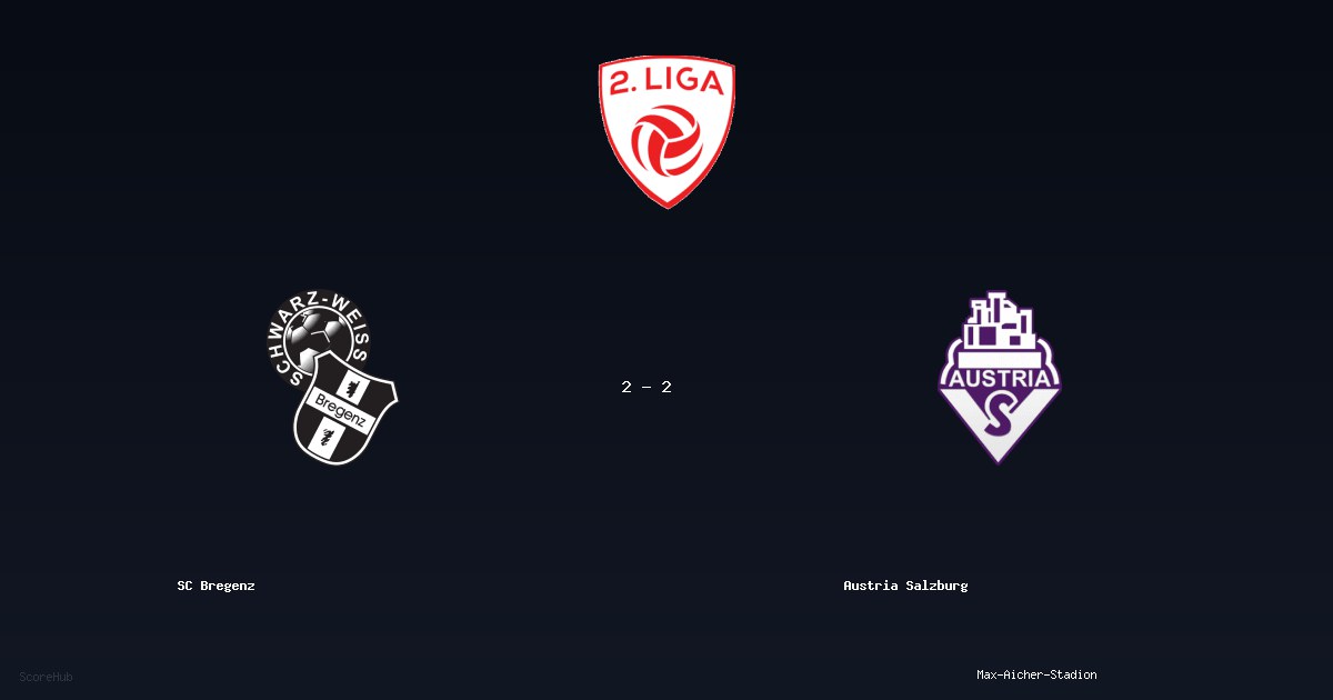SC Bregenz 2-2 Austria Salzburg — 2. Liga match highlights at Max-Aicher-Stadion | Ref: Achim Untergasser