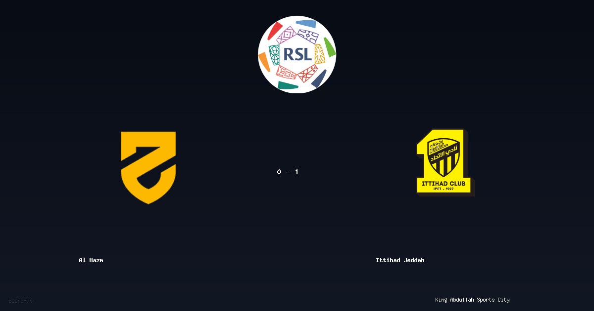 Al Hazm 0-1 Ittihad Jeddah — Saudi League match highlights at King Abdullah Sports City | Ref: Shukri Al Hanfosh